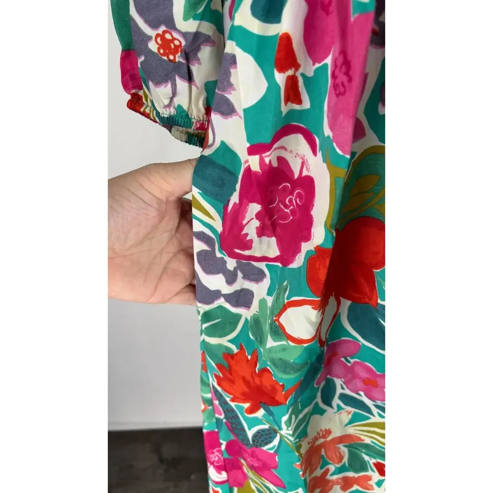 Shop The Mint Feels Right Green Floral Midi Dress Womens Size Medium New